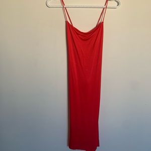 h&m red slip dress